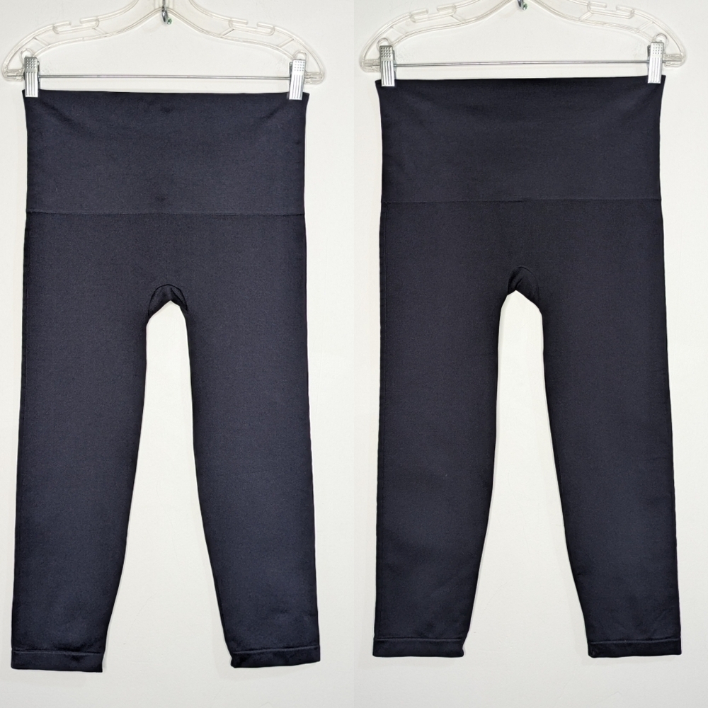 Spanx black cropped look at me now leggings 1X